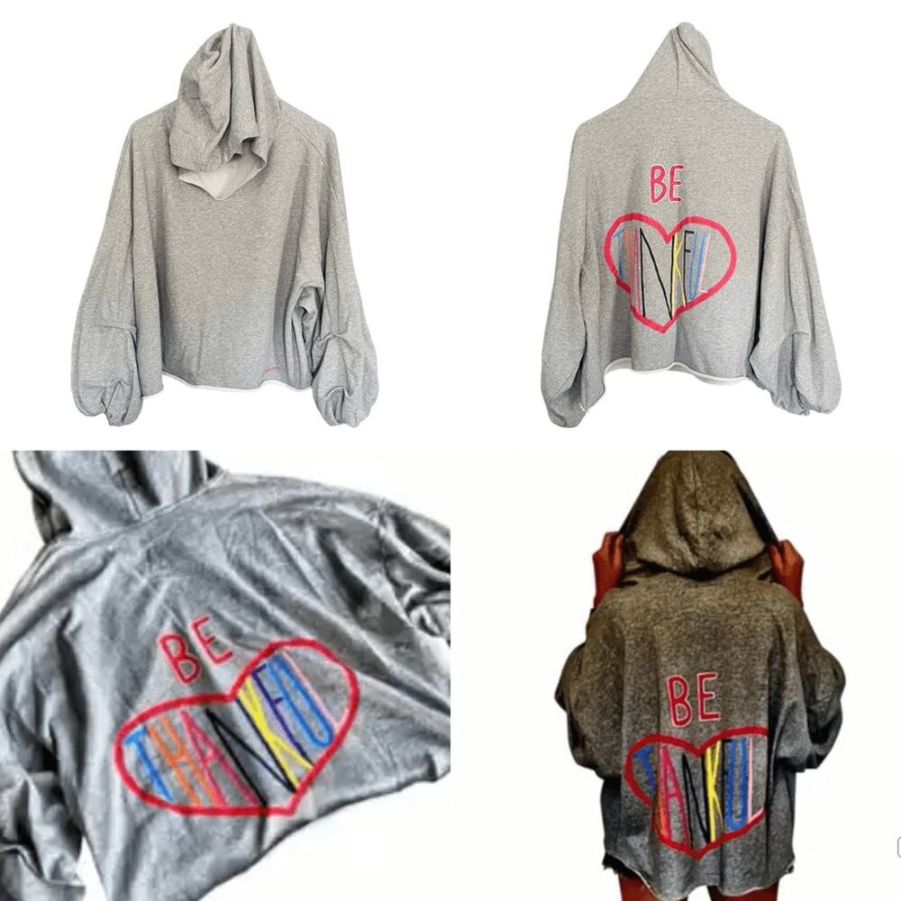 Wren + Glory NYC Hand Painted Be Thankful Hoodie S Oversized Fits M/L Unisex